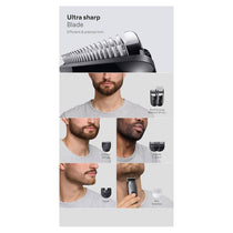 Braun Series 3 All-In-One Trimmer Style 8-In-1 Grooming Kit Ultra Sharp Blade 14 Lengths Grey