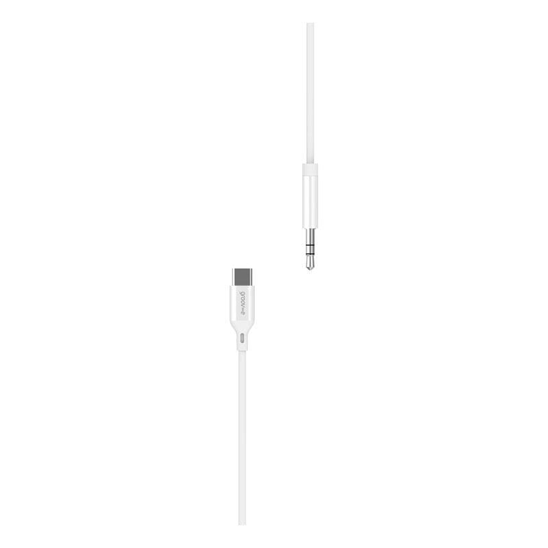 Groov-e Audio Adapter USB-C To 3.5mm Male AUX Cable 1M White Secondary image