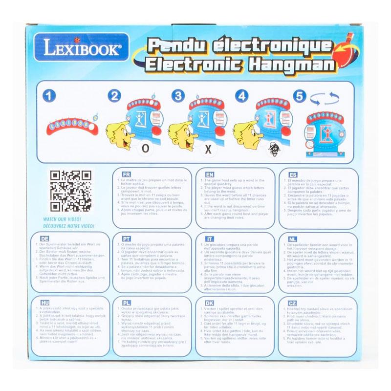 Lexibook Electronic Hangman With Light & Sound Effects Spelling And Vocabulary Family Board Game 2 Players Blue/Red