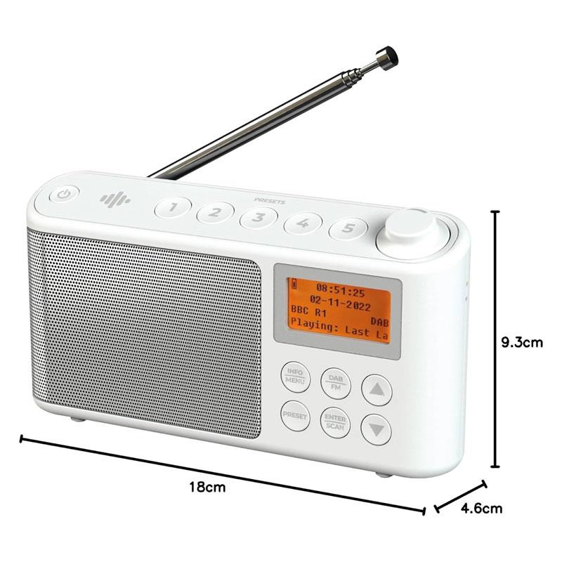 i-box Spectrum DAB/DAB+/FM Portable Radio 3W Stereo Large LCD Display USB Charging 15H Playback Mains Or Battery Powered White Secondary image