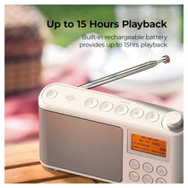 i-box Spectrum DAB/DAB+/FM Portable Radio 3W Stereo Large LCD Display USB Charging 15H Playback Mains Or Battery Powered White