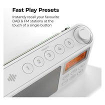 i-box Spectrum DAB/DAB+/FM Portable Radio 3W Stereo Large LCD Display USB Charging 15H Playback Mains Or Battery Powered White