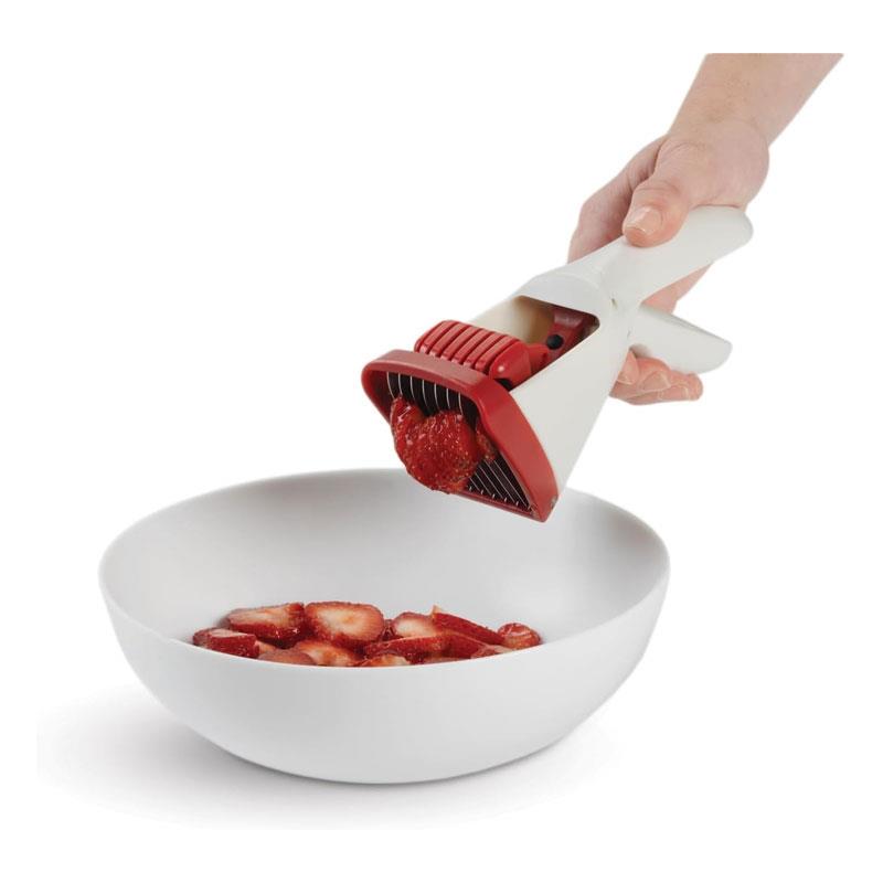 Chef'n Strawberry Slicester Prep Tool Fruit Slicer Fruit Gadget Stainless Steel White/Red