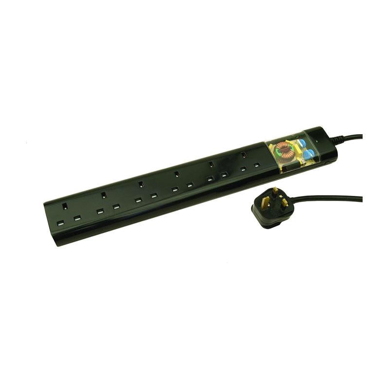 Tacima 6 Way Mains Conditioner And Advanced Surge Protection System UK Plug 2M Cable Black