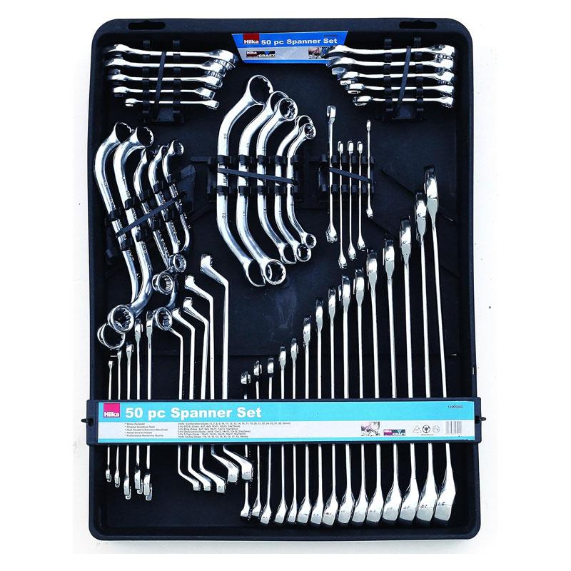 Hilka Tools Spanner Set Metric 6-32mm Combination Tools Kit Chrome Vanadium 50 Piece Main image