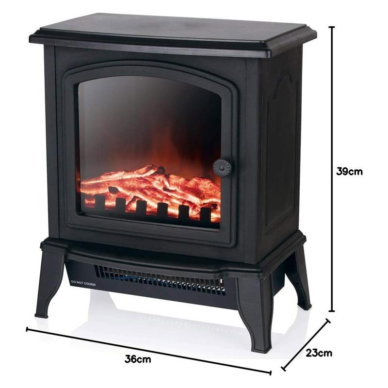 Warmlite Mable Compact Stove Fire 2000W 2 Heat Settings Adjustable Thermostat Overheat Protection Black Secondary image