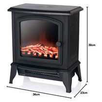Warmlite Mable Compact Stove Fire 2000W 2 Heat Settings Adjustable Thermostat Overheat Protection Black