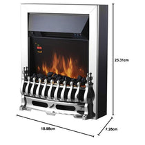 Warmlite Whitby Electric Fire Inset 2000W 2 Heat Settings Adjustable Thermostat Remote Control Chrome