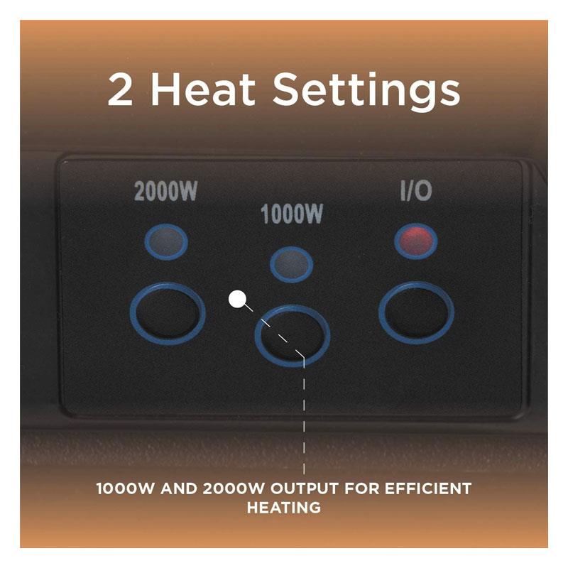 Warmlite Whitby Electric Fire Inset 2000W 2 Heat Settings Adjustable Thermostat Remote Control Chrome
