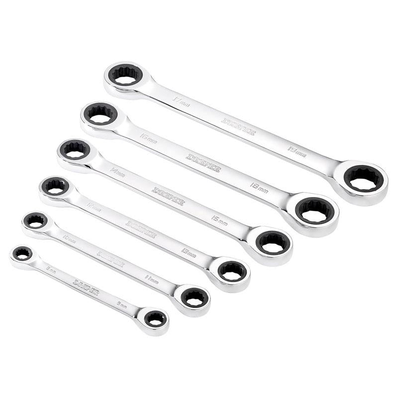Draper HI-TORQ Metric Double Ratchet Ring Spanner Set 6 Piece Main image