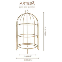 Artesa 3 Tier Afternoon Tea Cake Bird Cage Stand 22 x 42cm Metal Gold