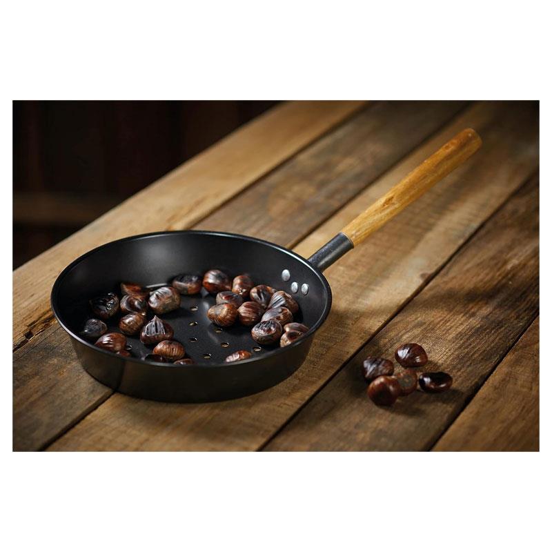 KitchenCraft Chestnut Roaster/BBQ Pan 27cm Carbon Steel 5 Litres Black Secondary image