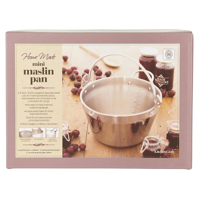 KitchenCraft Home Made Mini Maslin Pan Stainless Steel 4.5 Litre Silver