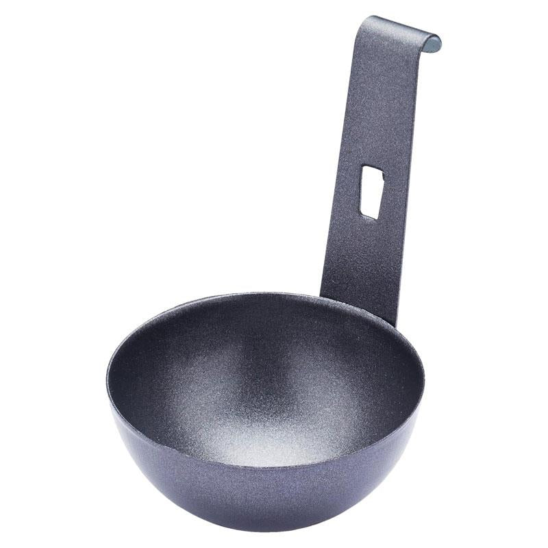 KitchenCraft Non-Stick Egg Poacher Cup Large Single With Hook Metal 7.5cm x 16cm Black