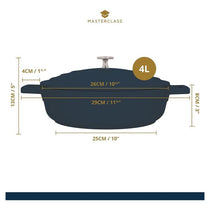 MasterClass Shallow Cast Aluminium Casserole Dish 28cm/4 Litres With Lid Black