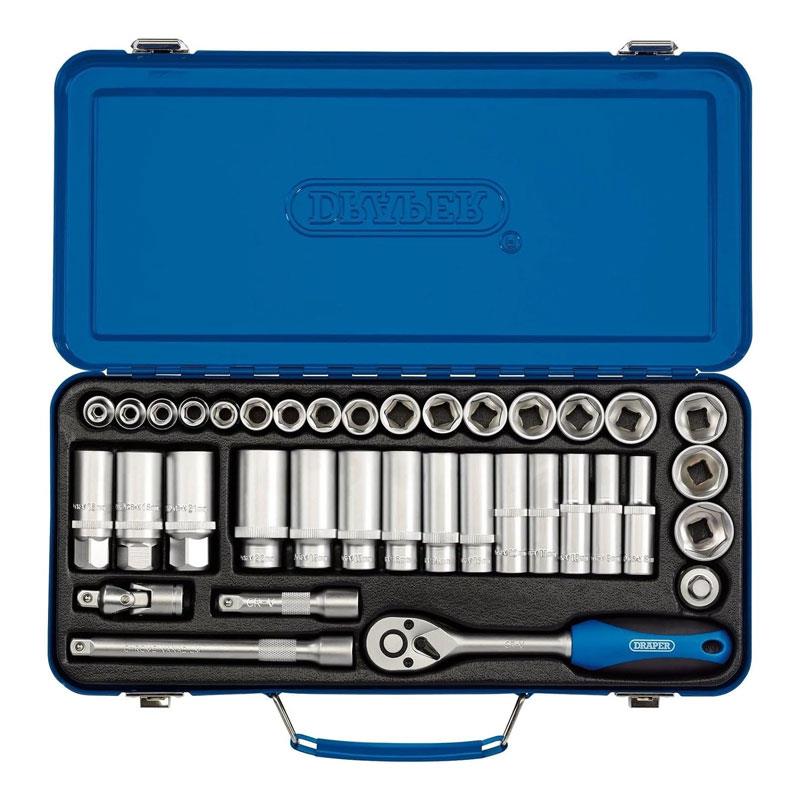 Draper 3/8 Inch Square Drive Metric Socket Set 37 Pieces
