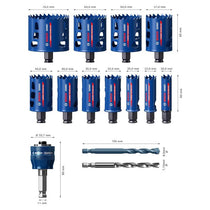 Bosch EXPERT Tough Multi Material Hole Saw Set 20-76mm Electricians Plumber Professional Accessory 14 Piece
