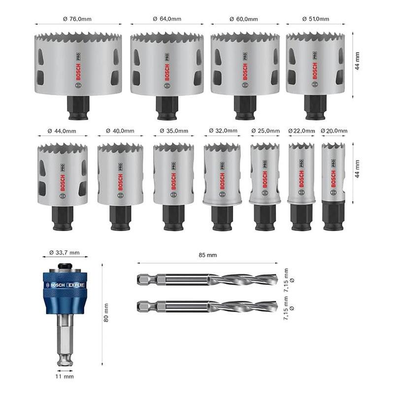 Bosch Professional Multi Material Power Change Plus Hole Saw Set 20-76mm Professional Accessory 14 Piece