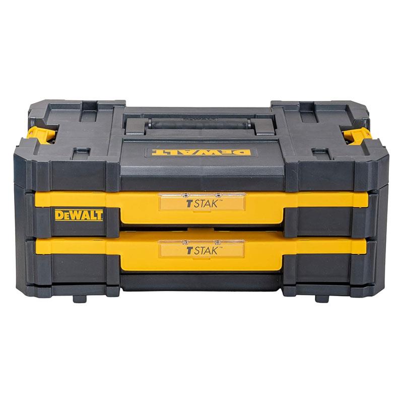 Dewalt TSTAK IV Tool Storage Box Stacking Case 2 Shallow Drawers Yellow/Black Secondary image