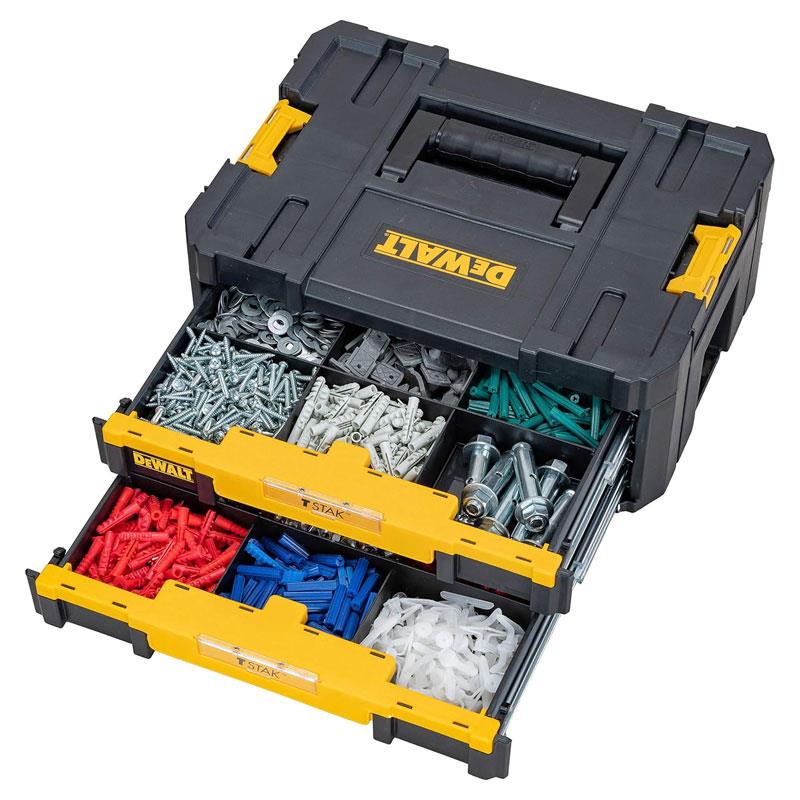 Dewalt TSTAK IV Tool Storage Box Stacking Case 2 Shallow Drawers Yellow/Black