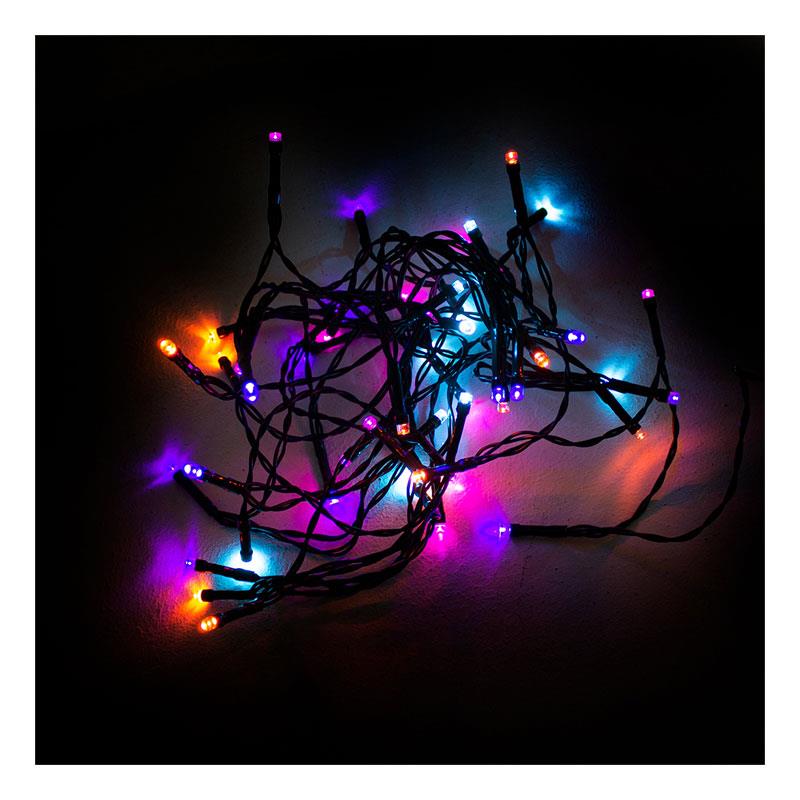 Premier Christmas Multi Action Battery Operated 50 LEDs Lights Clear Cable With Timer - Rainbow