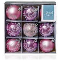 Premier Shatterproof Christmas Tree Baubles 60mm Set of 9 - Pink