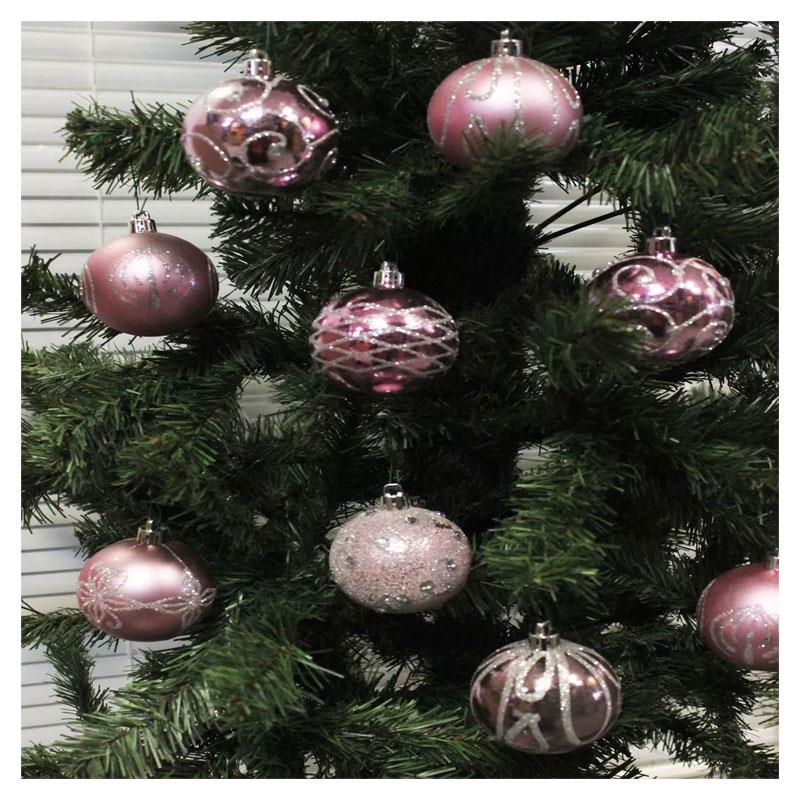 Premier Shatterproof Christmas Tree Baubles 60mm Set of 9 - Pink