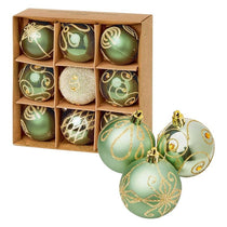 Premier Shatterproof Christmas Tree Baubles 60mm Set of 9 - Sage Green