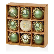 Premier Shatterproof Christmas Tree Baubles 60mm Set of 9 - Sage Green
