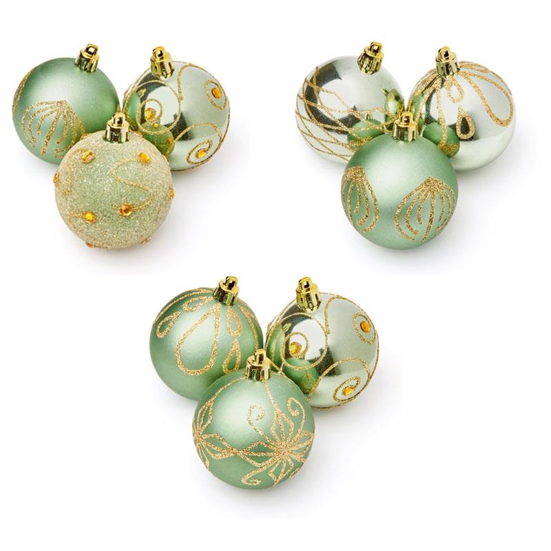 Premier Shatterproof Christmas Tree Baubles 60mm Set of 9 - Sage Green