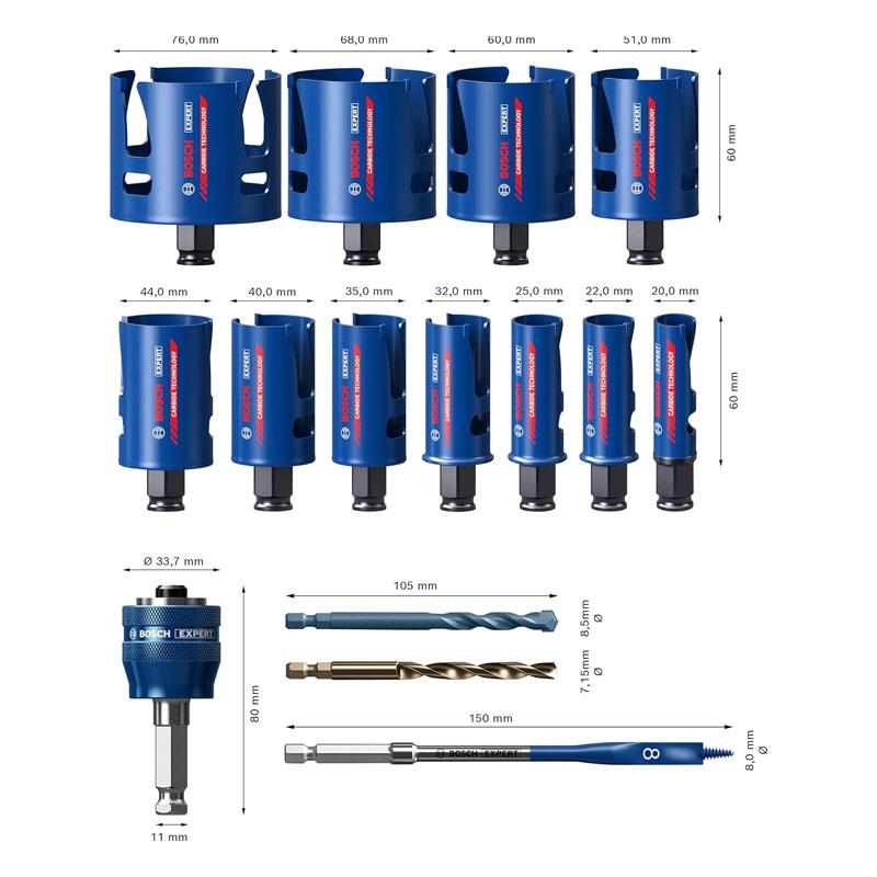 Bosch EXPERT Construction Material Hole Saw Set 20-76mm Professional Accessory 15 Piece Secondary image