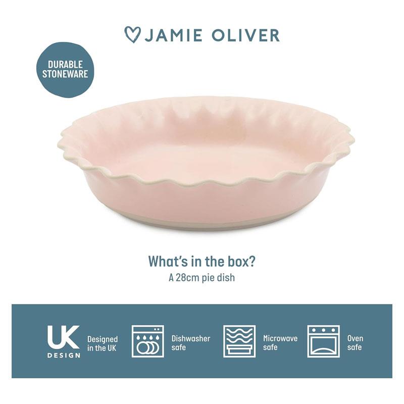 Jamie Oliver Big Love Proper Pie Dish Stoneware 28cm Round Pink
