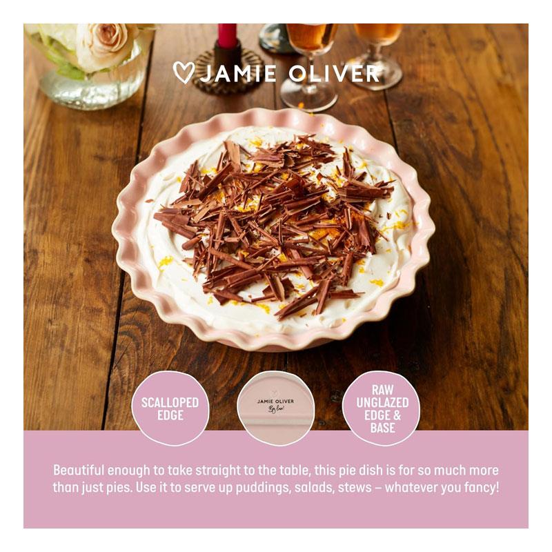 Jamie Oliver Big Love Proper Pie Dish Stoneware 28cm Round Pink