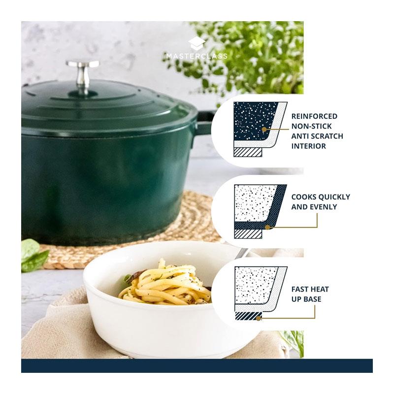 MasterClass Casserole Dish With Lid Cast Aluminium 5 Litre/28cm Hunter Green
