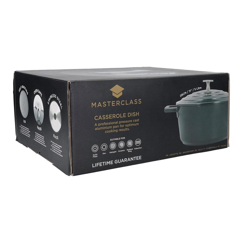 MasterClass Casserole Dish With Lid Cast Aluminium 5 Litre/28cm Hunter Green
