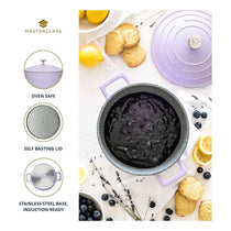 MasterClass Casserole Dish With Lid 2.5 Litre/20cm Cast Aluminium Lavender