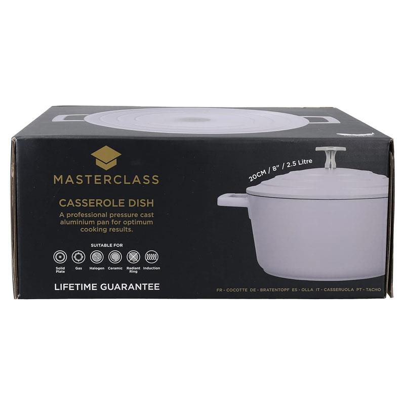 MasterClass Casserole Dish With Lid 2.5 Litre/20cm Cast Aluminium Lavender