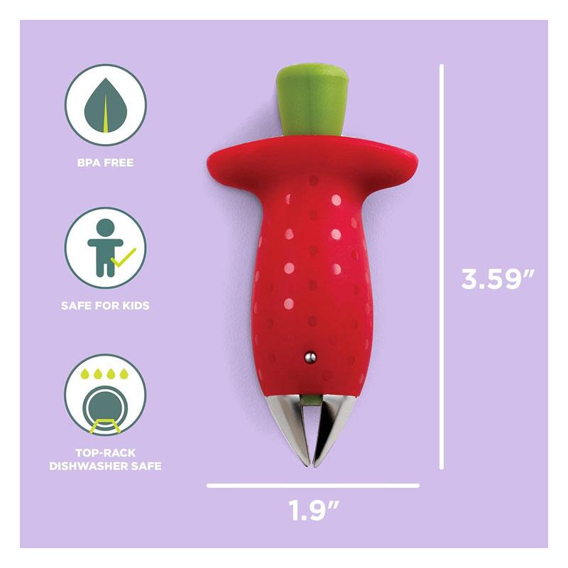 Chef'n StemGem Strawberry Huller Tool Remove Core & Leaf Fruit Gadget Stainless Steel Red/Green Secondary image