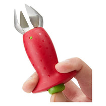 Chef'n StemGem Strawberry Huller Tool Remove Core & Leaf Fruit Gadget Stainless Steel Red/Green