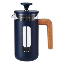 La Cafetiere Pisa 3-Cup/35ml Cafetiere Small French Press Coffee Maker Heat-Resistant Borosilicate Glass Stainless Steel Navy