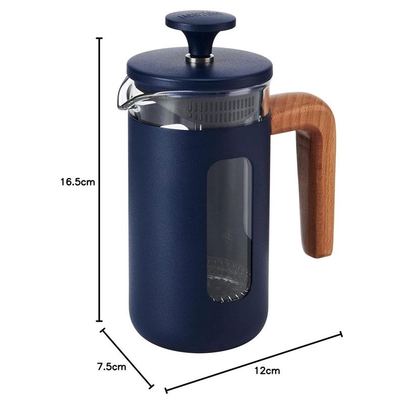 La Cafetiere Pisa 3-Cup/35ml Cafetiere Small French Press Coffee Maker Heat-Resistant Borosilicate Glass Stainless Steel Navy Secondary image