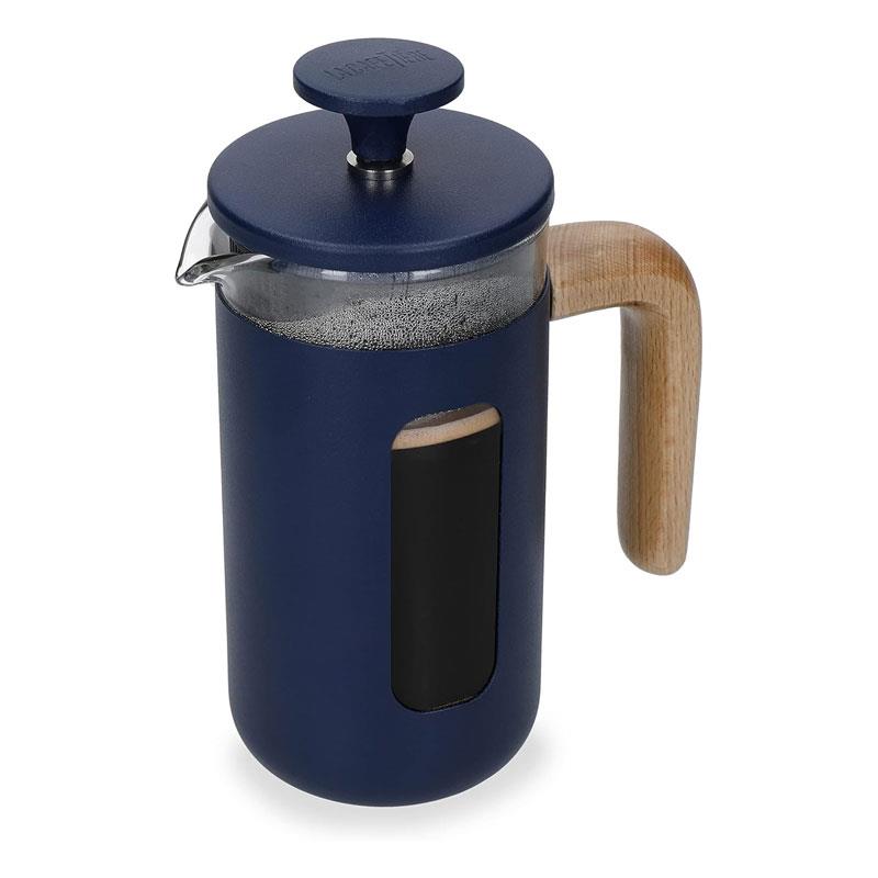 La Cafetiere Pisa 3-Cup/35ml Cafetiere Small French Press Coffee Maker Heat-Resistant Borosilicate Glass Stainless Steel Navy