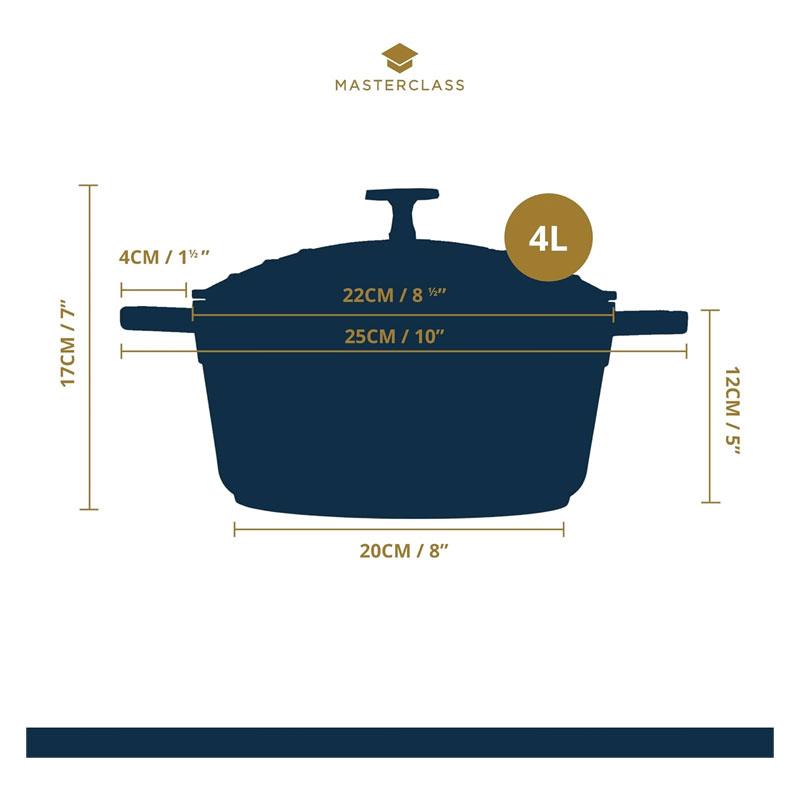 MasterClass Casserole Dish With Lid Cast Aluminium 4 Litre/24cm Mint Green