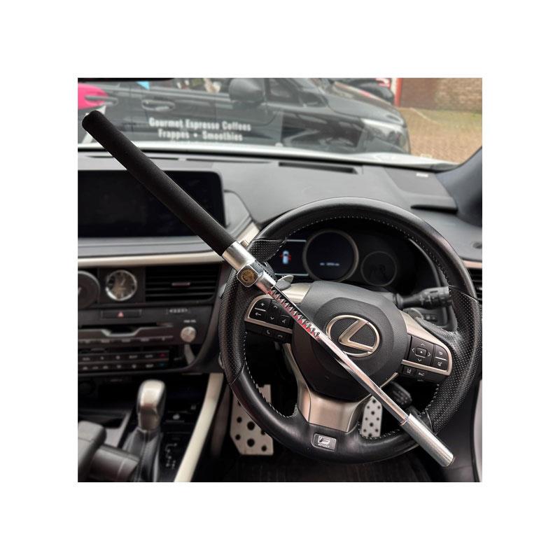 Hilka Tools Steering Wheel Lock with Safety Hammer Alloy Steel Car Security Device Black Secondary image