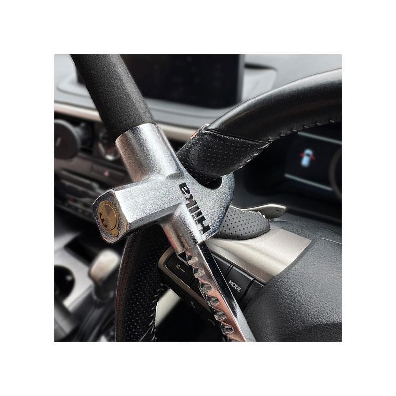 Hilka Tools Steering Wheel Lock with Safety Hammer Alloy Steel Car Security Device Black