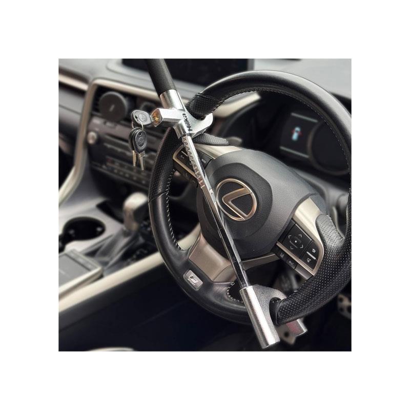 Hilka Tools Steering Wheel Lock with Safety Hammer Alloy Steel Car Security Device Black
