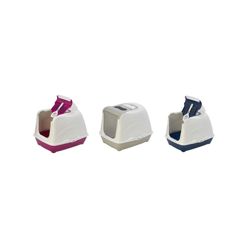 Petface Hooded Cat Litter Tray 50cm Durable Plastic Covered Litter Box with Removable Hood Assorted Colours Main image