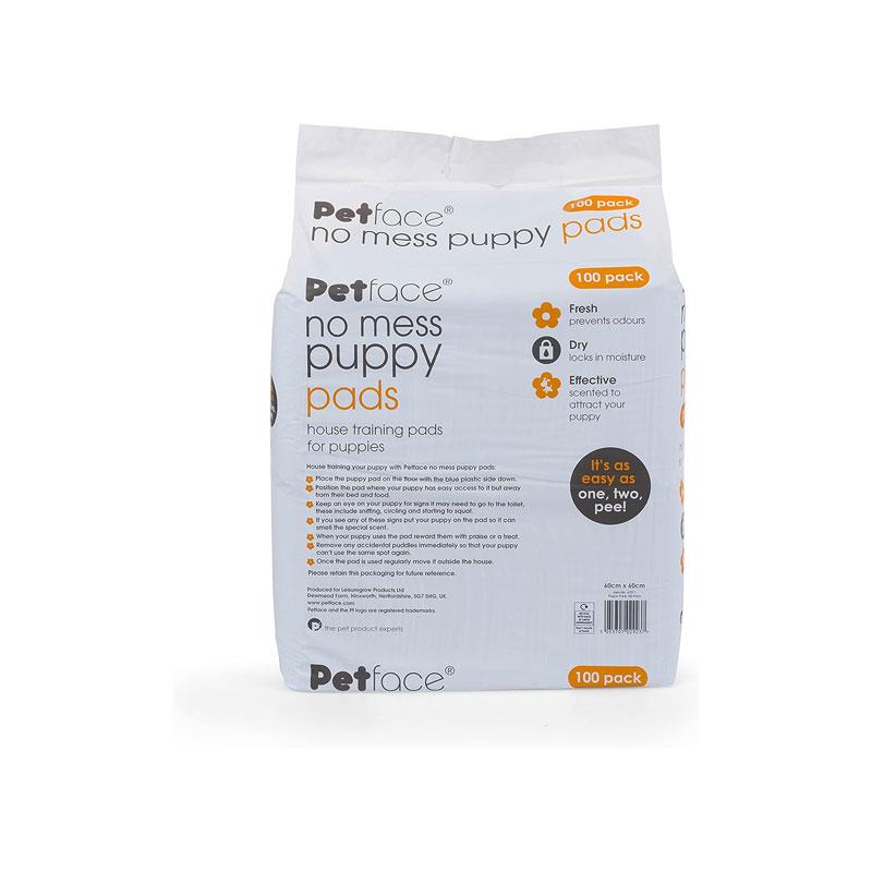 Petface No Mess Training Puppy Pads 100 Piece Super Absorbent Leak Proof Puppy House Training Pads