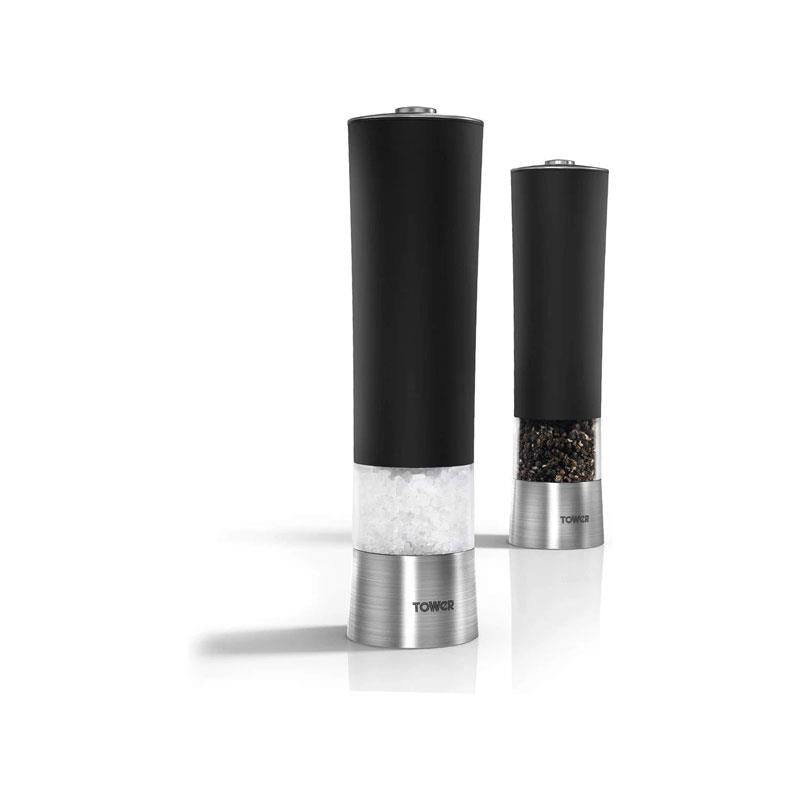 Tower Electric Salt And Pepper Mill Set Stainless Steel Battery Operated Grinder Black Main image