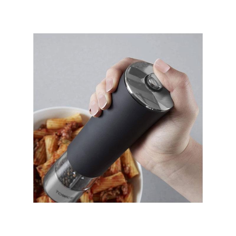 Tower Electric Salt And Pepper Mill Set Stainless Steel Battery Operated Grinder Black